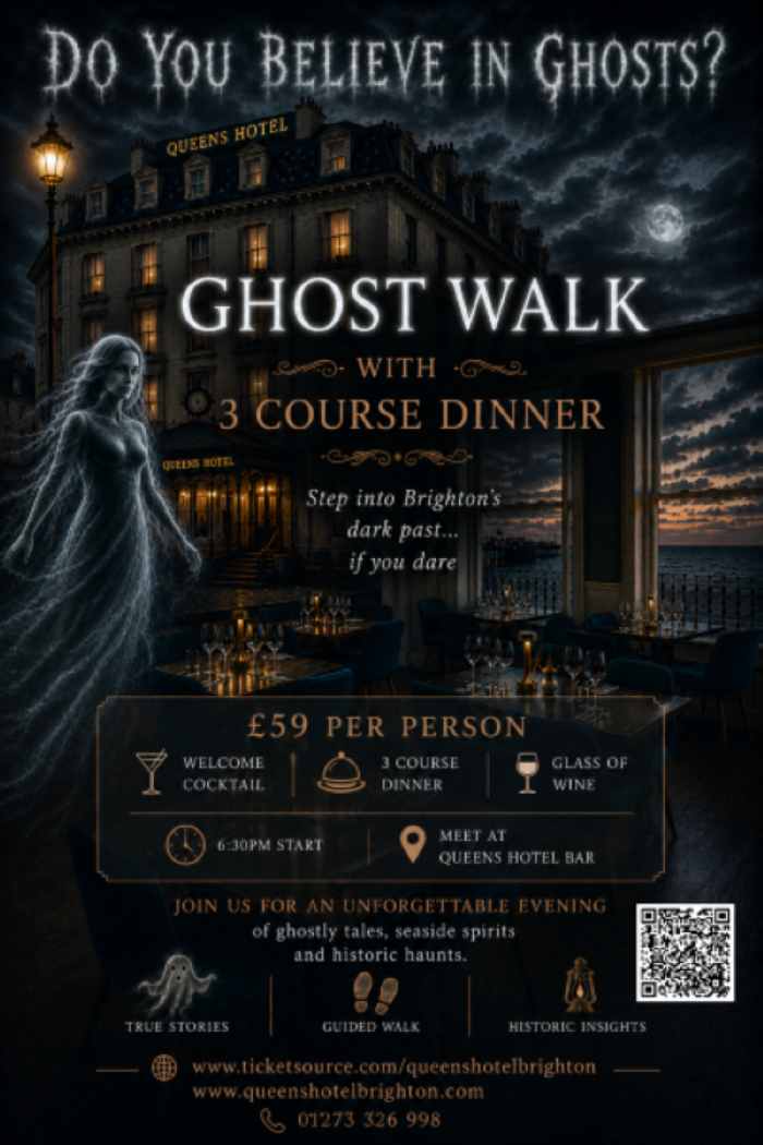 Ghost walk  course dinner advert resize Queens Hotel Brighton